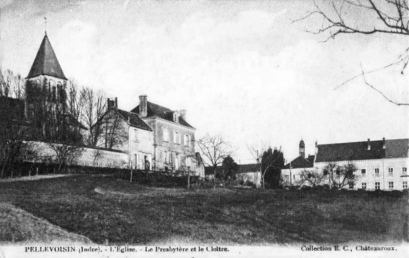 CPA_Pellevoisin_EglisePresbytère_cloitre
